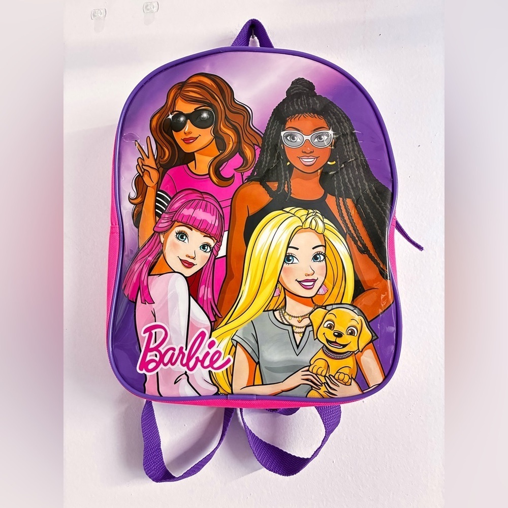 Girl’s Barbie Backpack/Bag, 12” x 11”, Pink/Purple, Zip Closure